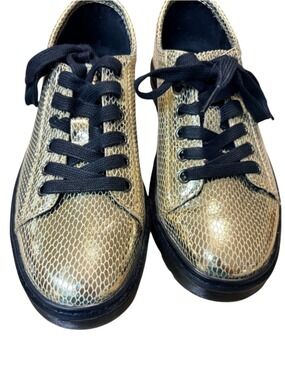 Rare Dr. Martens Spin Metallic Gold Snakeskin Sneakers NIB Size 8